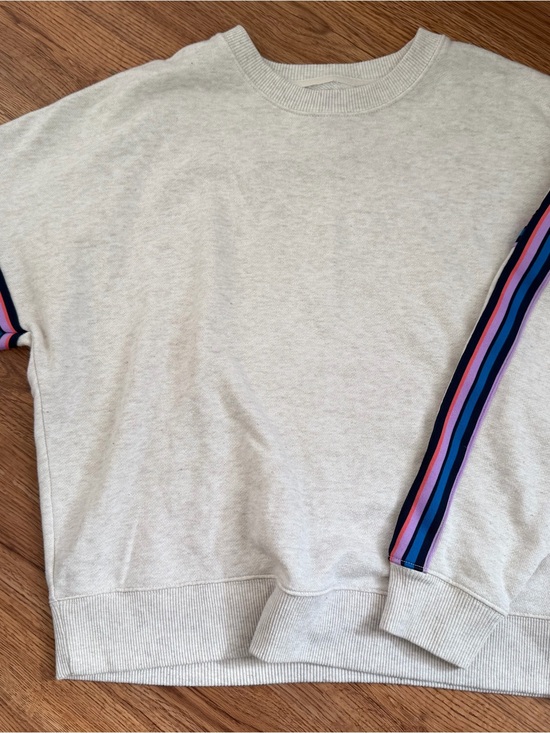 aerie Sweaters - aerie Cream Crewneck Sweatshirt with Multicolor Stripe Sleeves